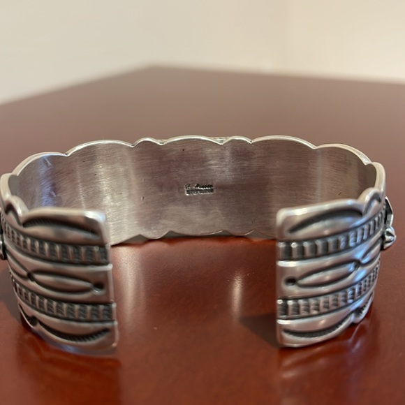 *Price Firm* Sterling Silver Lapis Lazuli Cuff by Navajo Happy Piasso - Picture 5 of 13